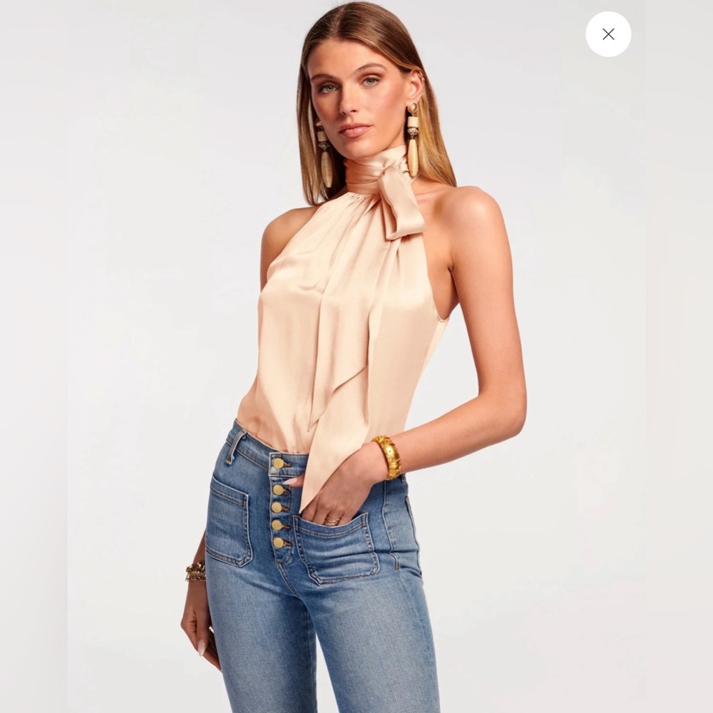 Ramy Brook Blush Silk Halter Blouse in Large